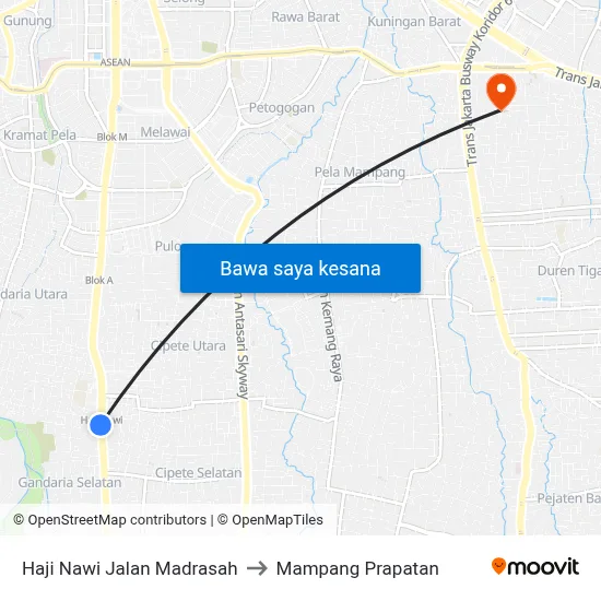 Haji Nawi Jalan Madrasah to Mampang Prapatan map