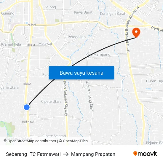 Seberang ITC Fatmawati to Mampang Prapatan map