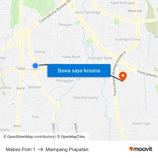 Mabes Polri 1 to Mampang Prapatan map