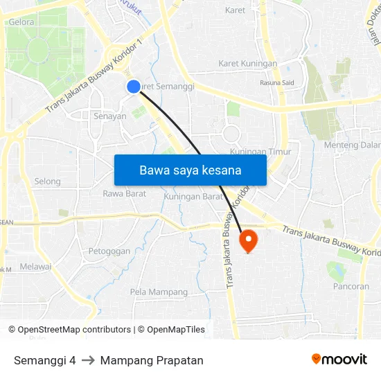 Semanggi 4 to Mampang Prapatan map