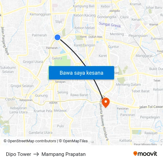 Dipo Tower to Mampang Prapatan map
