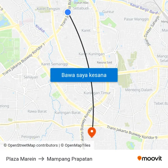 Plaza Marein to Mampang Prapatan map