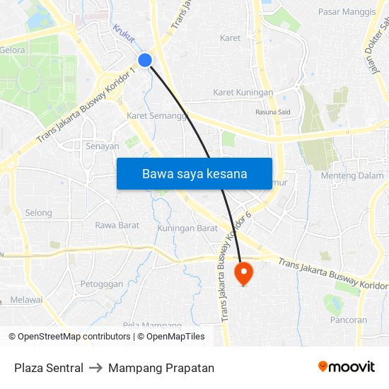 Plaza Sentral to Mampang Prapatan map