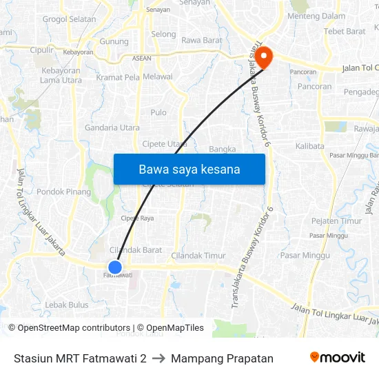 Stasiun MRT Fatmawati 2 to Mampang Prapatan map