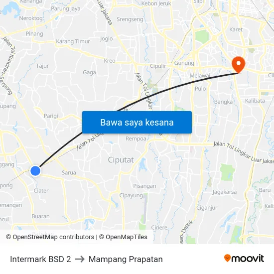 Intermark BSD 2 to Mampang Prapatan map