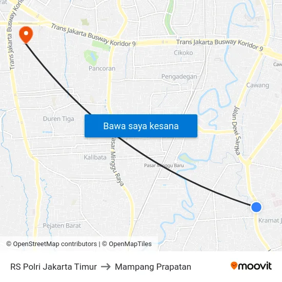 RS Polri Jakarta Timur to Mampang Prapatan map
