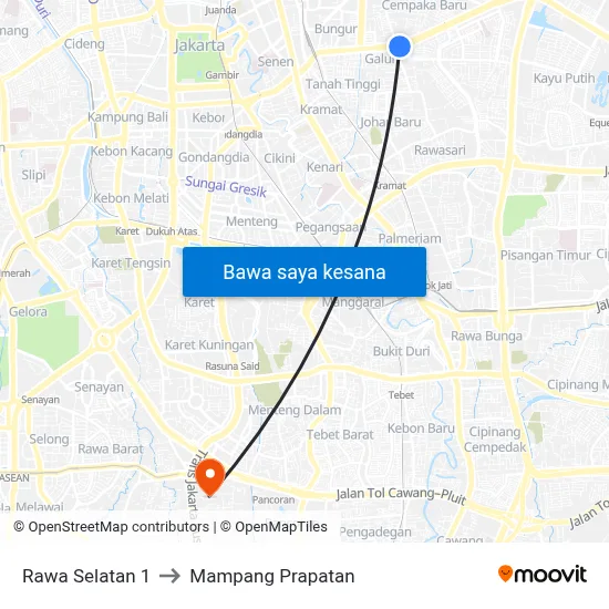 Rawa Selatan 1 to Mampang Prapatan map