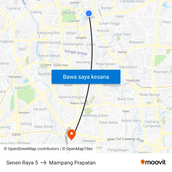 Senen Raya 5 to Mampang Prapatan map