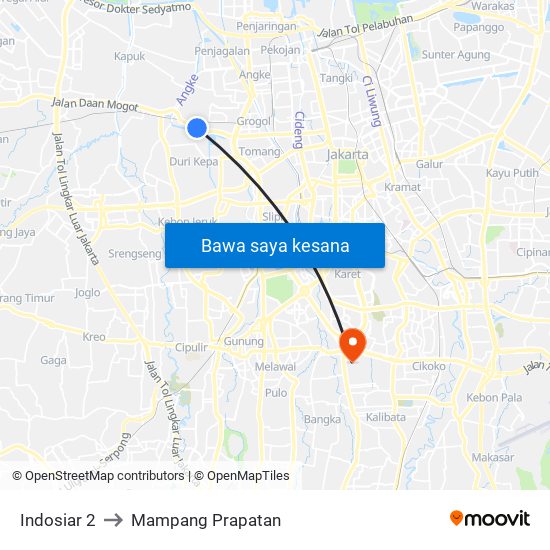 Indosiar 2 to Mampang Prapatan map