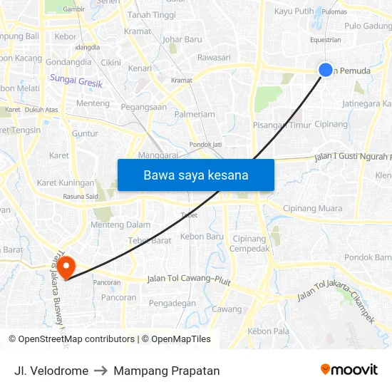 Jl. Velodrome to Mampang Prapatan map