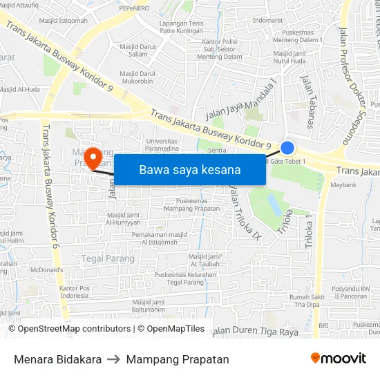 Menara Bidakara to Mampang Prapatan map