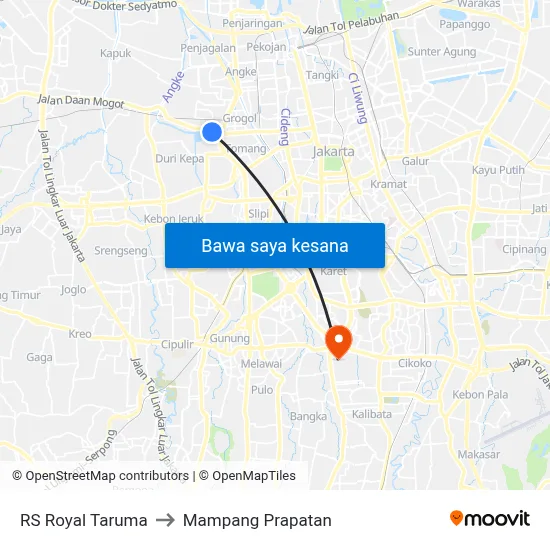 RS Royal Taruma to Mampang Prapatan map