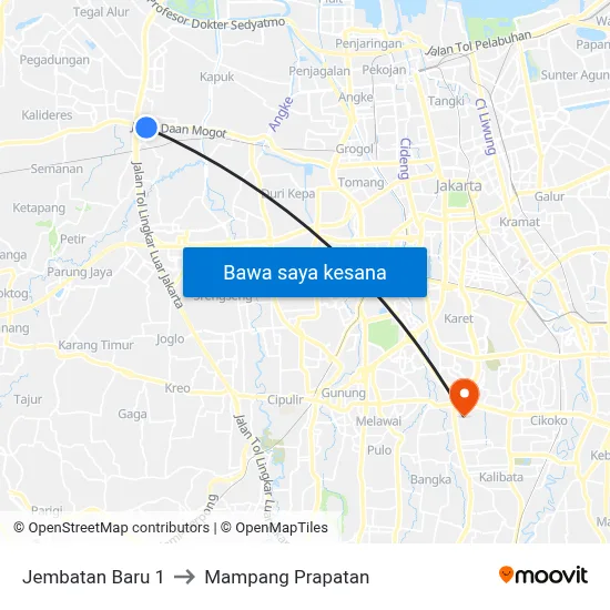 Jembatan Baru 1 to Mampang Prapatan map
