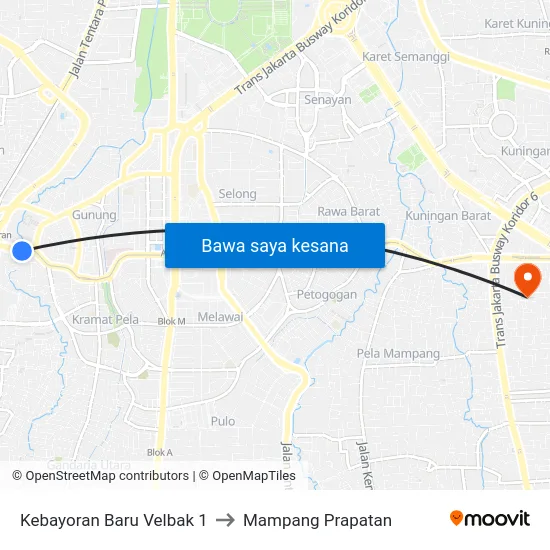 Kebayoran Baru Velbak 1 to Mampang Prapatan map