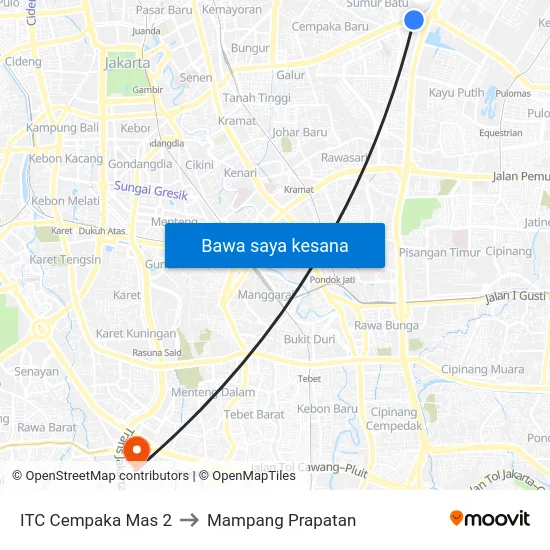 ITC Cempaka Mas 2 to Mampang Prapatan map