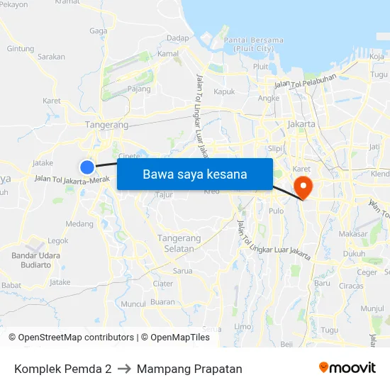 Komplek Pemda 2 to Mampang Prapatan map