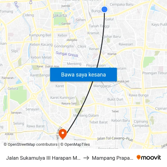 Jalan Sukamulya III Harapan Mulya to Mampang Prapatan map