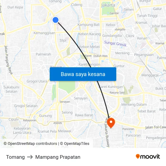 Tomang to Mampang Prapatan map