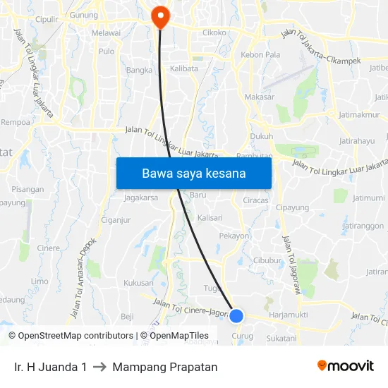 Ir. H Juanda 1 to Mampang Prapatan map