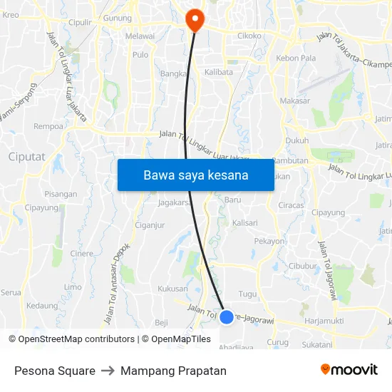 Pesona Square to Mampang Prapatan map