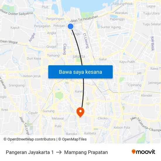 Pangeran Jayakarta 1 to Mampang Prapatan map
