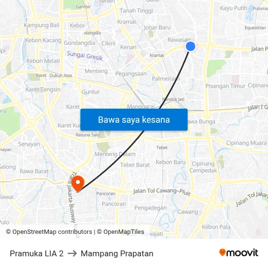 Pramuka LIA 2 to Mampang Prapatan map