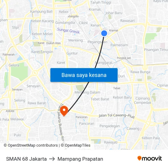 SMAN 68 Jakarta to Mampang Prapatan map