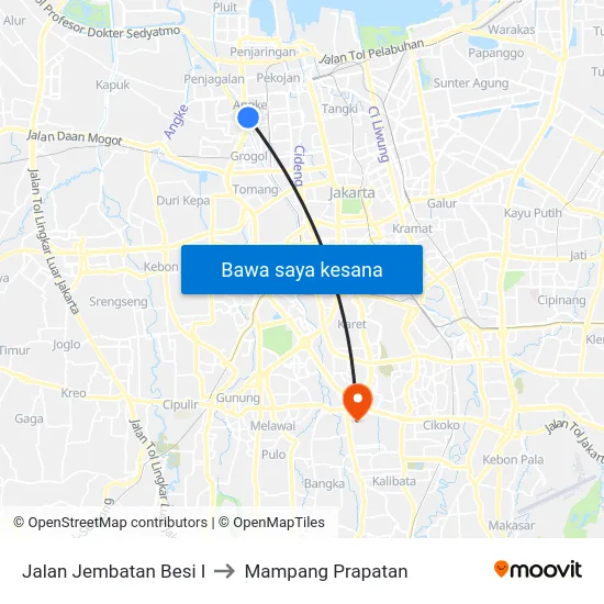 Jalan Jembatan Besi I to Mampang Prapatan map