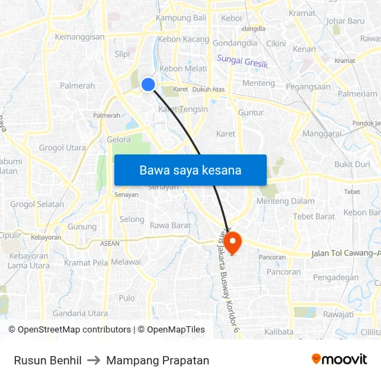 Rusun Benhil to Mampang Prapatan map