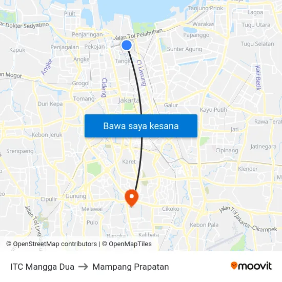 ITC Mangga Dua to Mampang Prapatan map