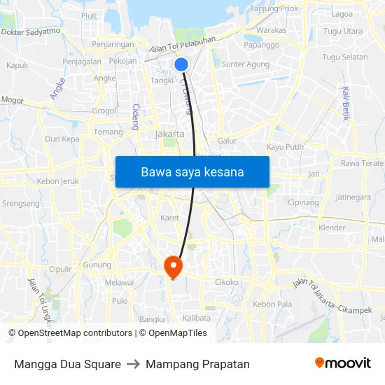 Mangga Dua Square to Mampang Prapatan map