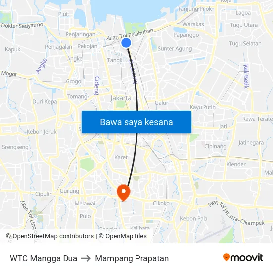WTC Mangga Dua to Mampang Prapatan map