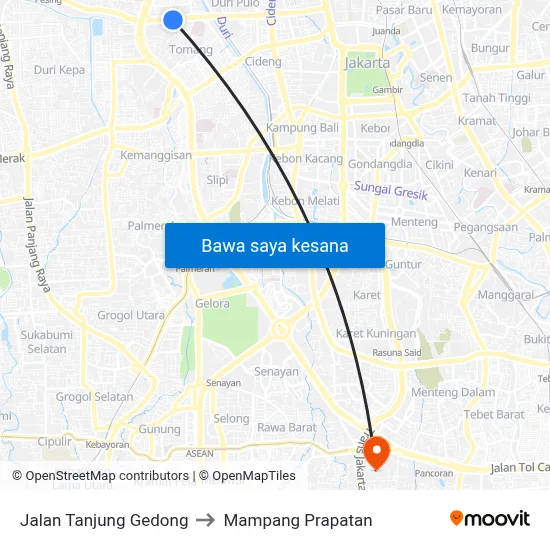 Jalan Tanjung Gedong to Mampang Prapatan map