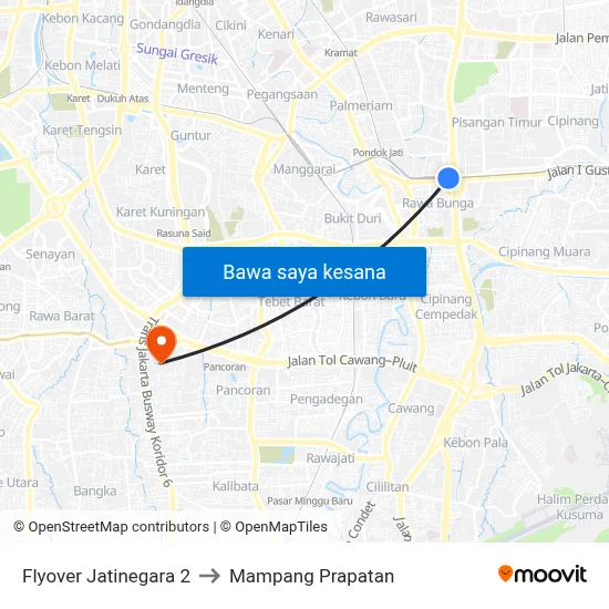 Flyover Jatinegara 2 to Mampang Prapatan map