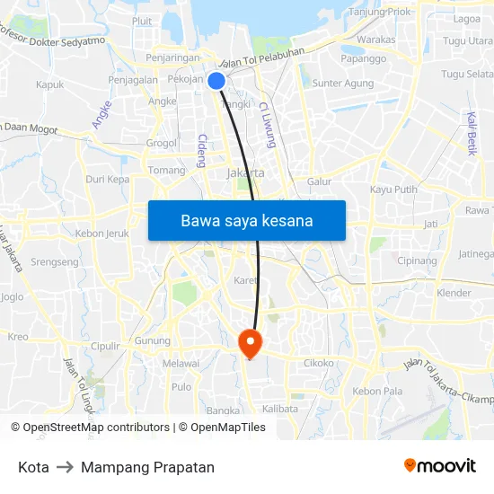 Kota to Mampang Prapatan map