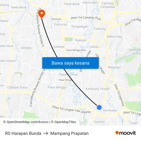 RS Harapan Bunda to Mampang Prapatan map
