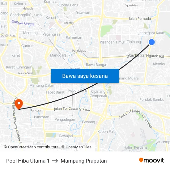 Pool Hiba Utama 1 to Mampang Prapatan map