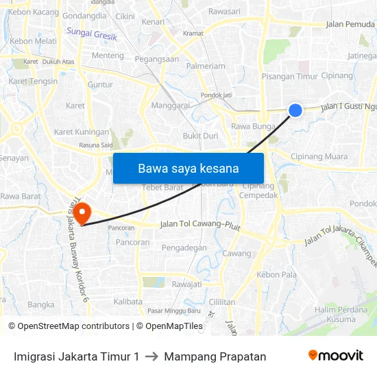 Imigrasi Jakarta Timur 1 to Mampang Prapatan map