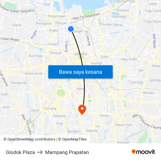 Glodok Plaza to Mampang Prapatan map