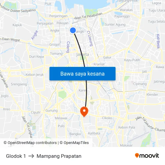 Glodok 1 to Mampang Prapatan map