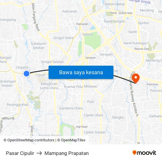 Pasar Cipulir to Mampang Prapatan map