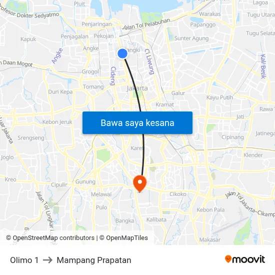 Olimo 1 to Mampang Prapatan map