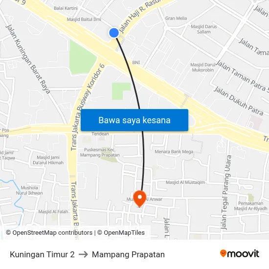 Kuningan Timur 2 to Mampang Prapatan map
