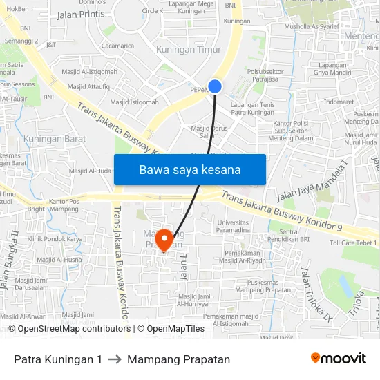 Patra Kuningan 1 to Mampang Prapatan map