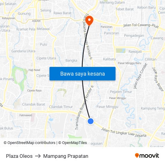 Plaza Oleos to Mampang Prapatan map
