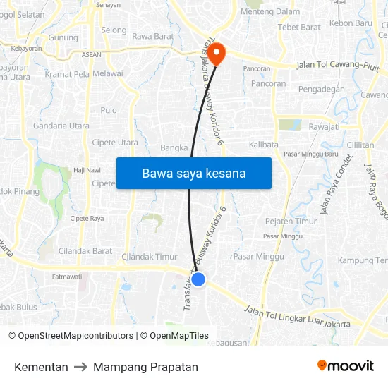Kementan to Mampang Prapatan map