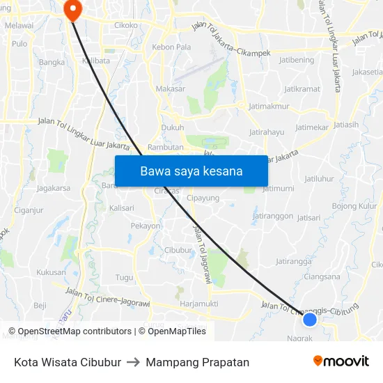 Kota Wisata Cibubur to Mampang Prapatan map