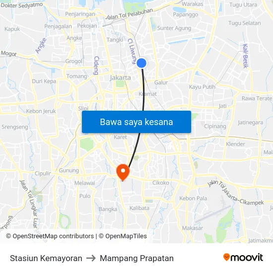 Stasiun Kemayoran to Mampang Prapatan map