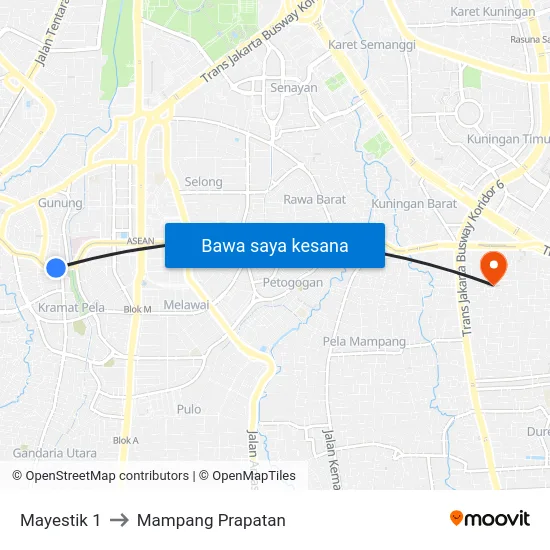 Mayestik 1 to Mampang Prapatan map
