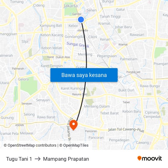 Tugu Tani 1 to Mampang Prapatan map